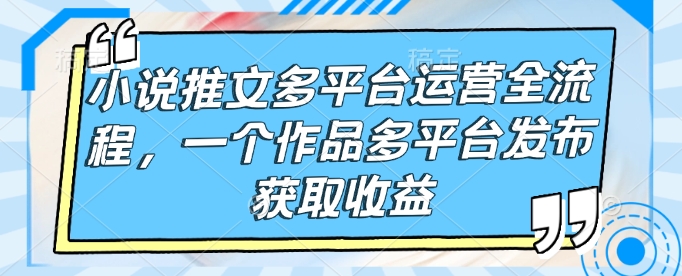 小说推文多平台运营全流程，一个作品多平台发布获取收益-可创副业网