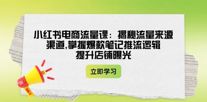 小红书电商流量课：揭秘流量来源渠道,掌握爆款笔记推流逻辑,提升店铺曝光-可创副业网