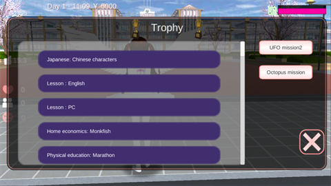 樱花校园模拟器英文版内置菜单